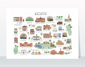 Un paseo por Dulwich - Impresión artística de mapa giclée