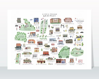 Un paseo por Brockley - Impresión artística de mapa giclée