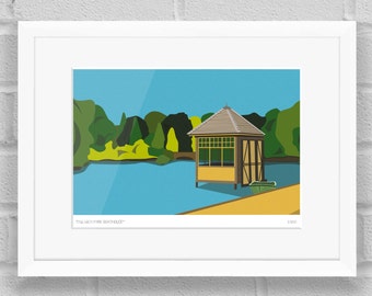 Dulwich Park Boathouse, London - Limited Edition Giclée Art Print / Poster