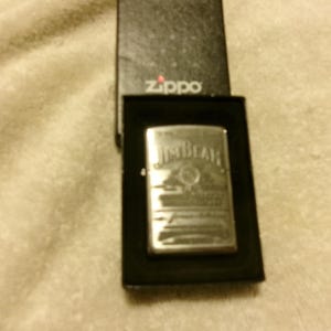 Vintage Zippo Jim Beam "Kentucky Straight Bourbon Whiskey" Chrome Cigarette Lighter in it' Orginal Box image 1