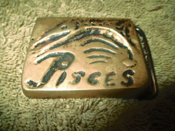 Vintage Pisces Solid Brass Buckle - Etsy display picture 1