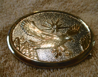 Vintage Soaring Eagle with Sun "Diamond" on Top on the  middle of Sun Solid Brass Buckle # 3