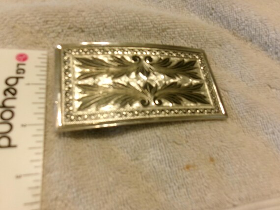 Vintage Beautiful Retangle Solid Chrome Buckle " … - image 4