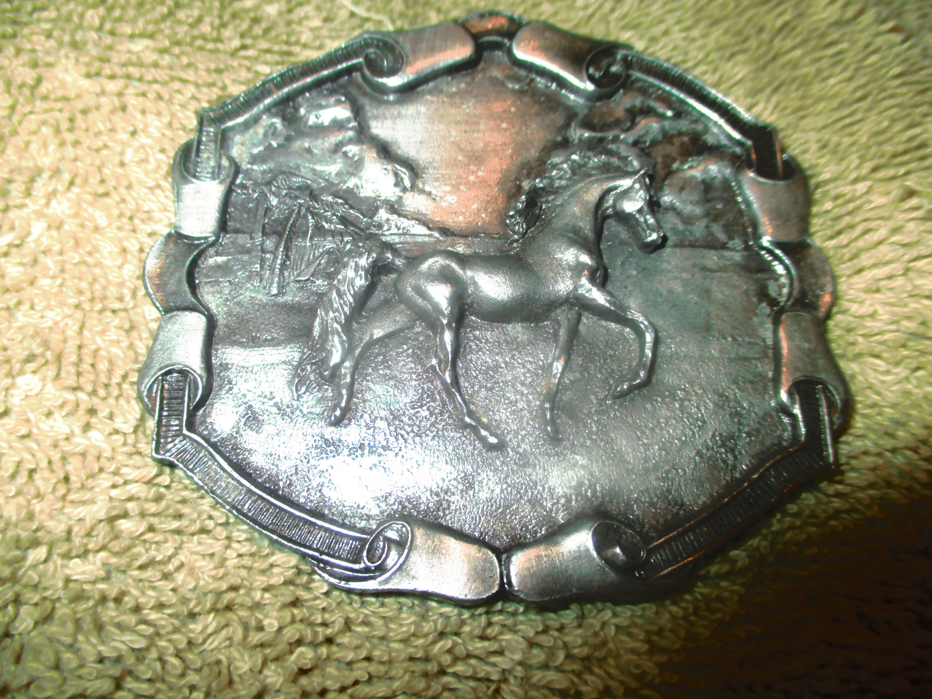 Vintage 1976 Horse Stallion Solid Steel Buckle by Bergamot  display picture 2