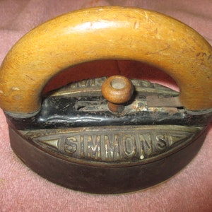 Vintage Simmons Special Sad Iron with Wooden Handle