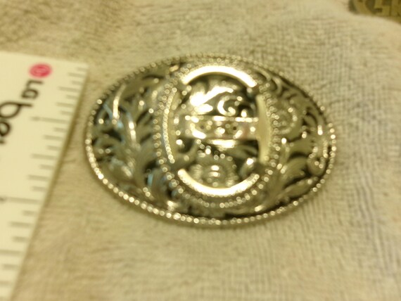 Vintage Interchangeable Floral Solid Chrome Buckle - image 4