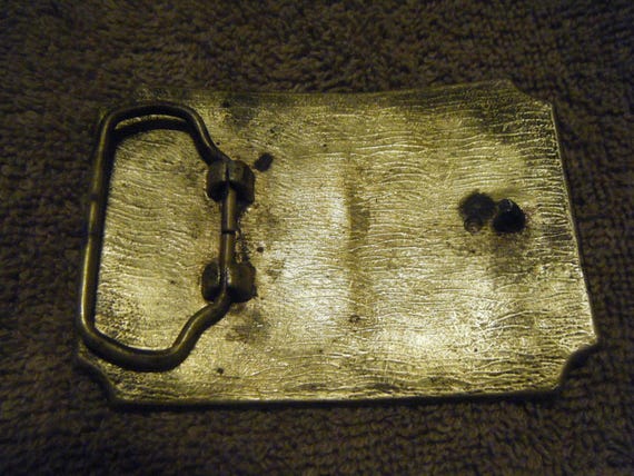 Vintage Wagon Train Solid Brass Buckle - image 2
