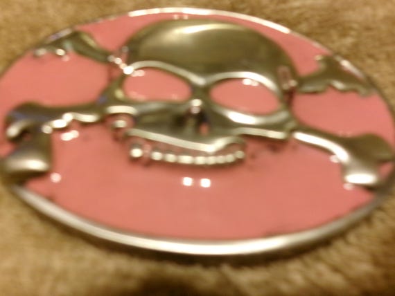 Vintage Skull and Cross Bones Solid Chrome Buckle - image 5