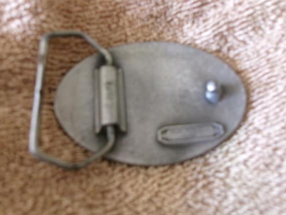 Vintage 1980 Running Horse in the Desert Solid Steel Buckle # F297 by Indiana Metal Craft View 2