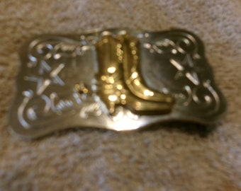 Vintage Cowboy Boots Nickle Silver Buckle by Chambers Belt Co.