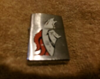 Vintage Zippo Denver Bronco's Chrome Cigarette Lighter