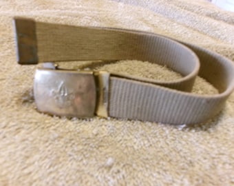 Vintage Boy Scout "Green" Canvas Belt & Goldtone Buckle