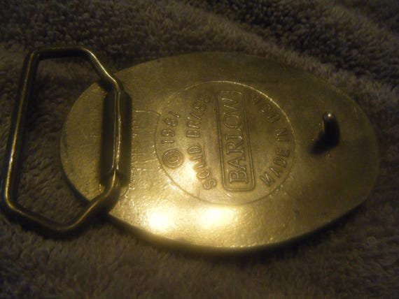 Vintage 1981 Flying Eagle Solid Brass Buckle - image 2