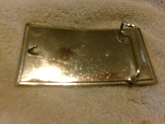 Vintage Beautiful Retangle Solid Chrome Buckle " … - image 2