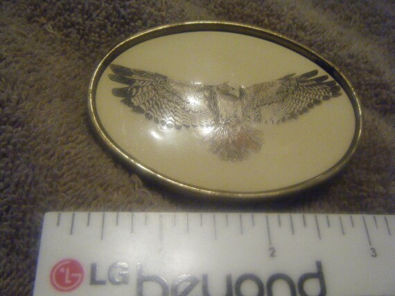 Vintage 1981 Flying Eagle Solid Brass Buckle - image 3