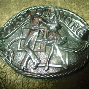 Boucle De Ceinture Western Vintage - Chrome & Noir Avec Strass, Style Cowboy