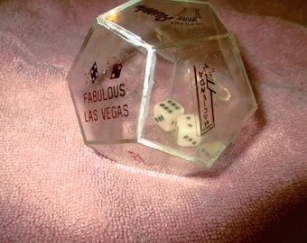 Vintage Las Vegas Old Casinos Landmarks Rolling Dices  Plastic Octagon