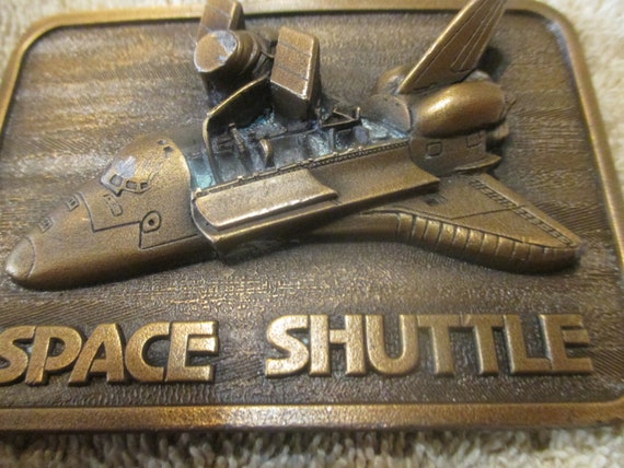 Vintage - Rare Space Shuttle Solid Brass Buckle b… - image 5