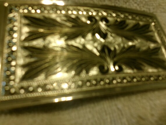Vintage Beautiful Retangle Solid Chrome Buckle " … - image 5