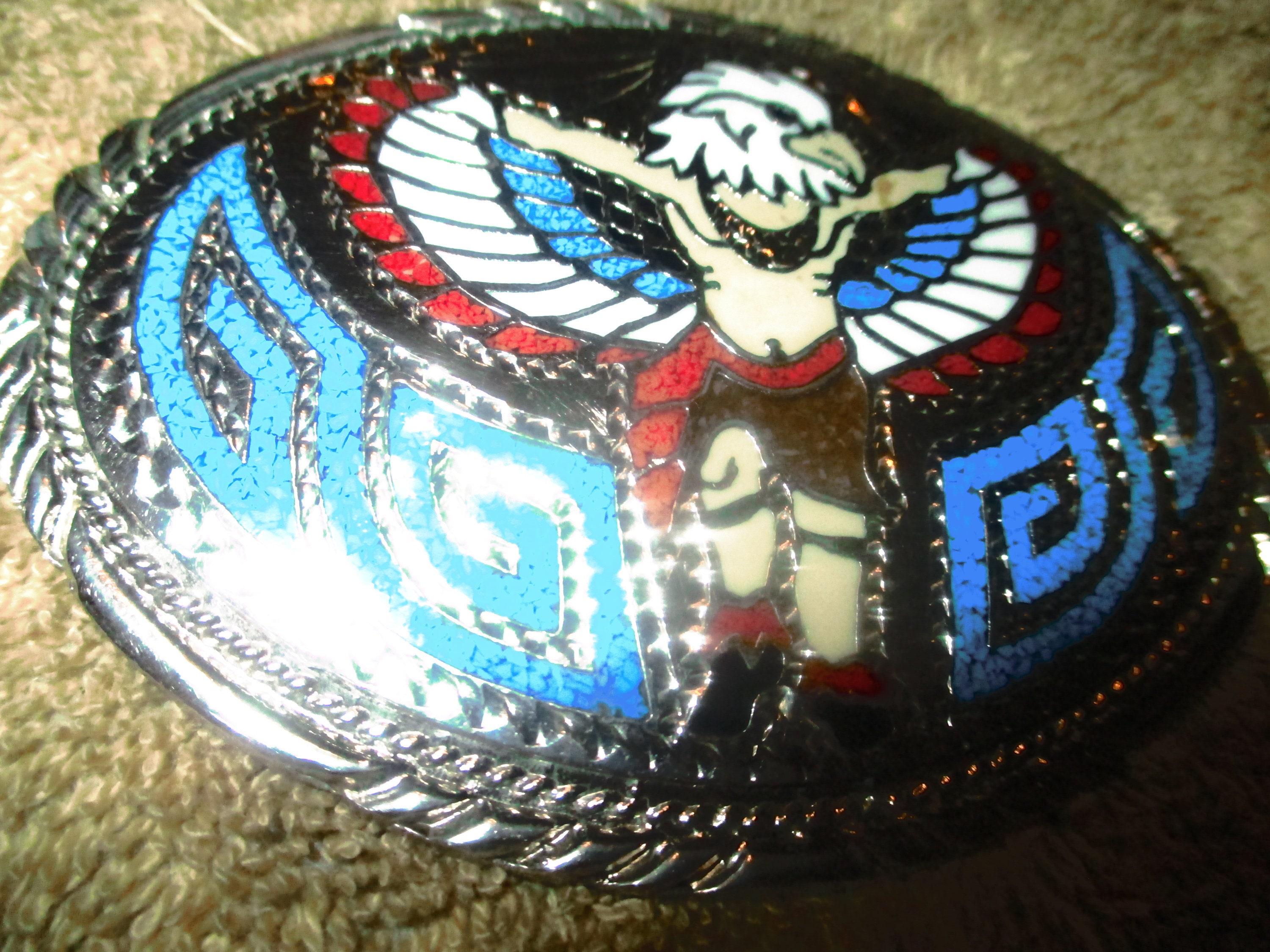 Vintage Indian Eagle Head Dancer Western Turquoise Buckle  display picture 2