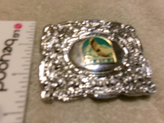 Vintage Alaska Flying Eagle Solid Chrome Buckle - image 4