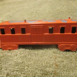 Vintage 1950 Midgetoy Orange Metal Passenger Train Toy Car