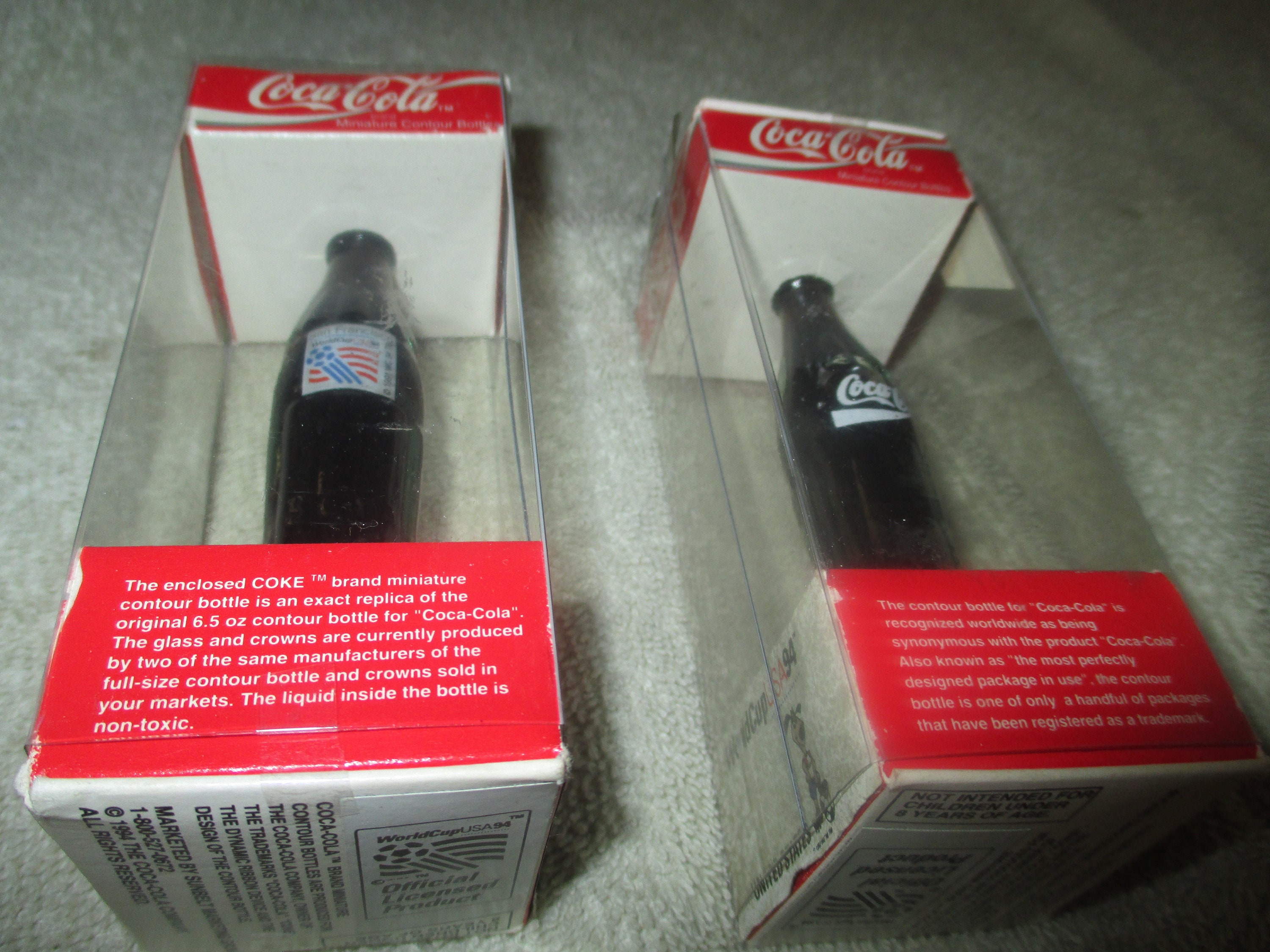 Vintage 1994 World Cup San Francisco and USA Mini Coke Bottles