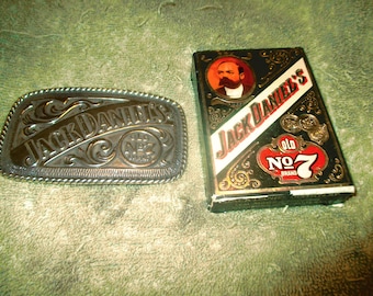 Vintage Jack Daniel's Old No. 7 Brand Buckle # 5007JD & Playing Cards