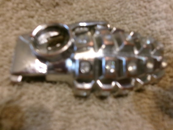 Vintage Army Grenade Solid Chrome Buckle with Dia… - image 1
