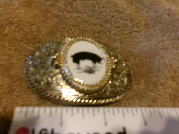 Vintage Hog Interchangeable Solid Brass Buckle - image 3