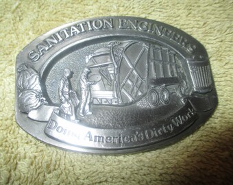 Vintage Sanitation Engineers Steel Buckle "Doing America's Dirty Work" Serial # BA-167