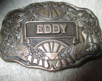 Vintage EDDY  Brass Buckle by Oden Inc.