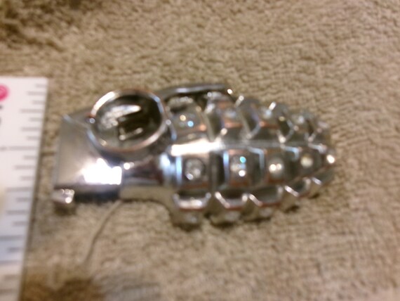 Vintage Army Grenade Solid Chrome Buckle with Dia… - image 4