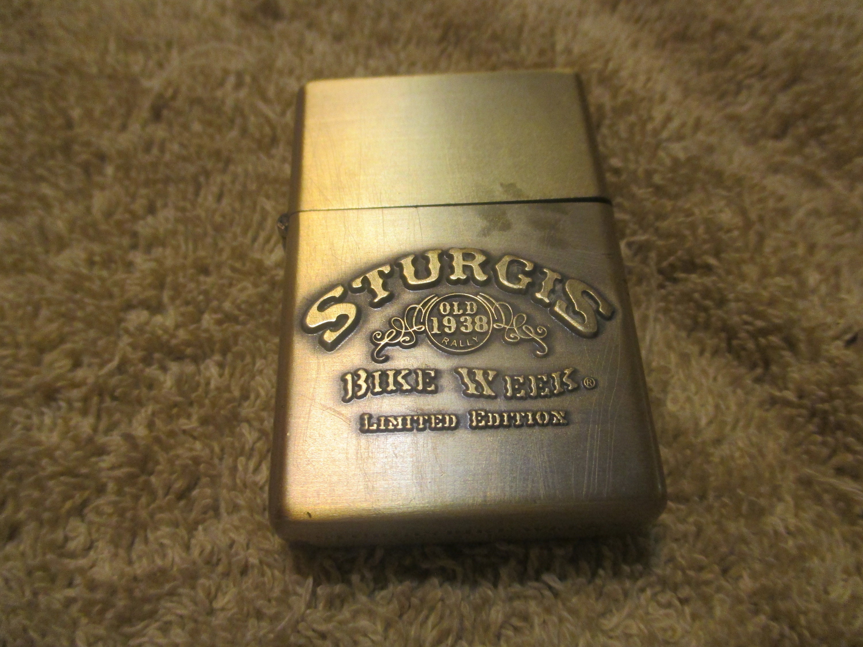 Vintage Old 1983 Sturgis Brass Cigarette Lighter Bike Week