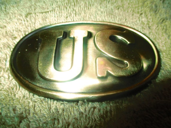 Vintage U S Civil War Tin Goldtone Buckle - image 1