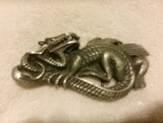 Vintage 1979 Dragon Fine Pewter Buckle by Vinegarroon