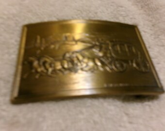 Vintage 1970 Stagecoach Well Fargo Schnalle aus massivem Messing