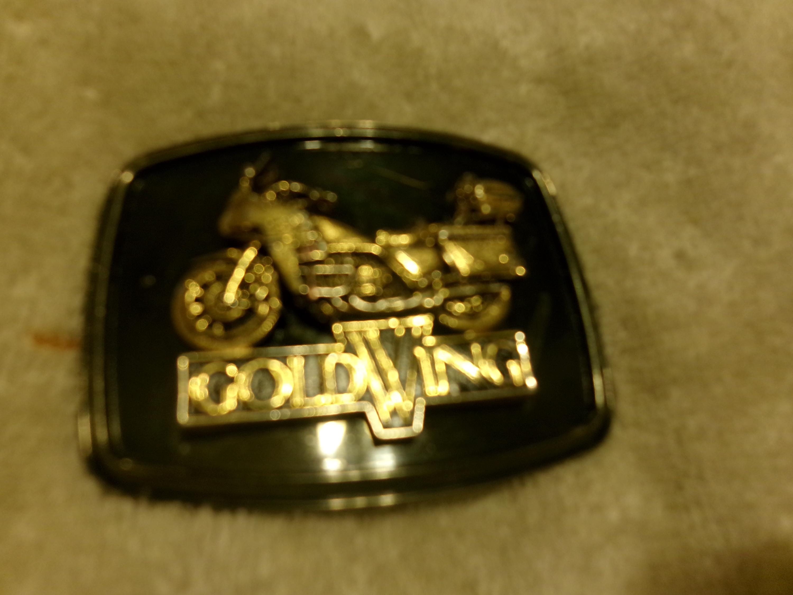 Vintage 1978 Gold Wing Motorcycle Black & Goldtone Buckle by 