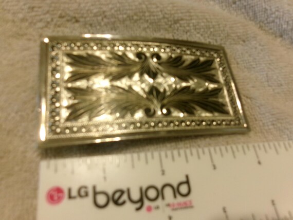 Vintage Beautiful Retangle Solid Chrome Buckle " … - image 3