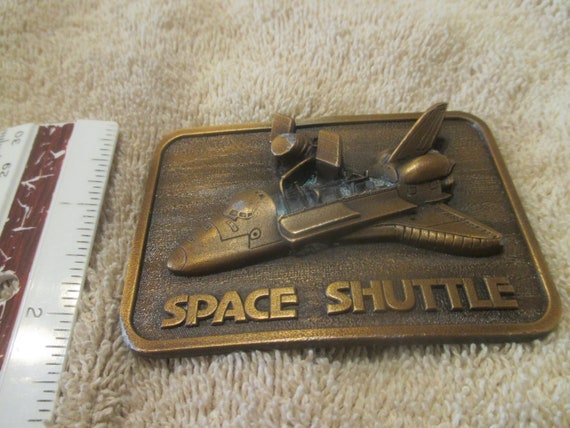 Vintage - Rare Space Shuttle Solid Brass Buckle b… - image 4
