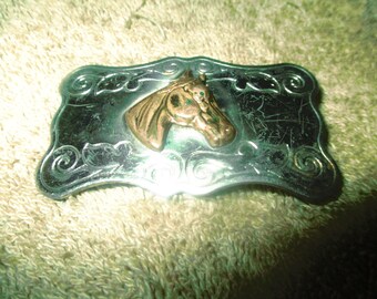 Vintage Small Horsehead Nickel Silver Buckle made in USA