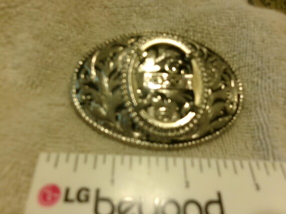 Vintage Interchangeable Floral Solid Chrome Buckle - image 3
