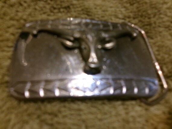 Vintage Long Horn Steer Head (goldtone) Chrome Buckle