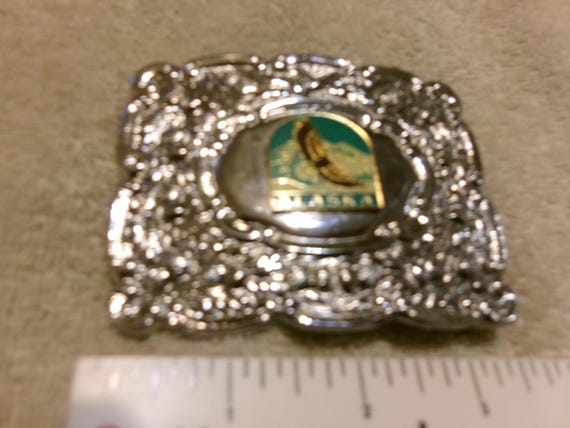 Vintage Alaska Flying Eagle Solid Chrome Buckle - image 3
