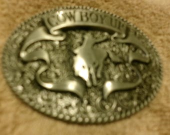 Vintage Cowboy Up Bronco Rider Solid Steel Buckle by Rage