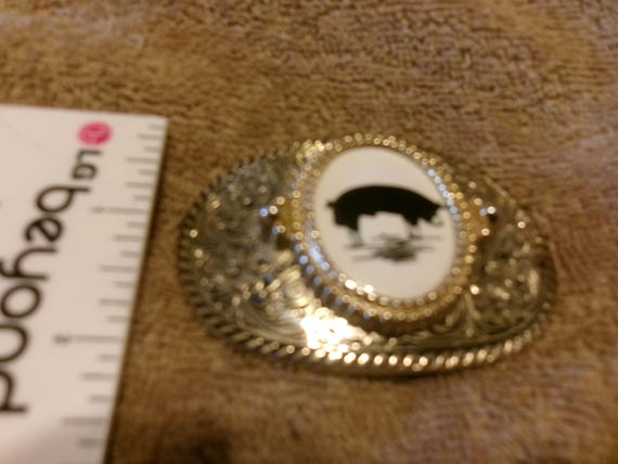 Vintage Hog Interchangeable Solid Brass Buckle - image 4