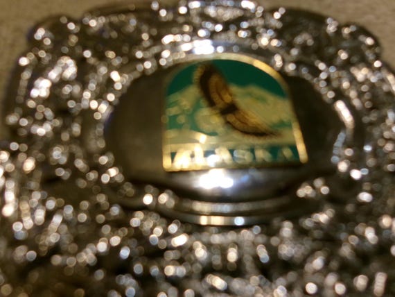 Vintage Alaska Flying Eagle Solid Chrome Buckle - image 5