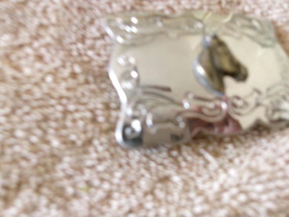 Vintage Horsehead Solid Chrome Buckle - image 5