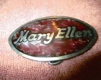 Vintage Mary Ellen Chrome on a Voilet Background Buckle