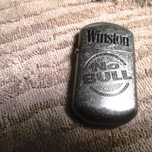 Vintage 1970 Rustic Looking Winston  &quot;No Bull&quot; Cigarette Lighter  #  4